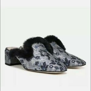Used blue fur Sam Edelman mules.